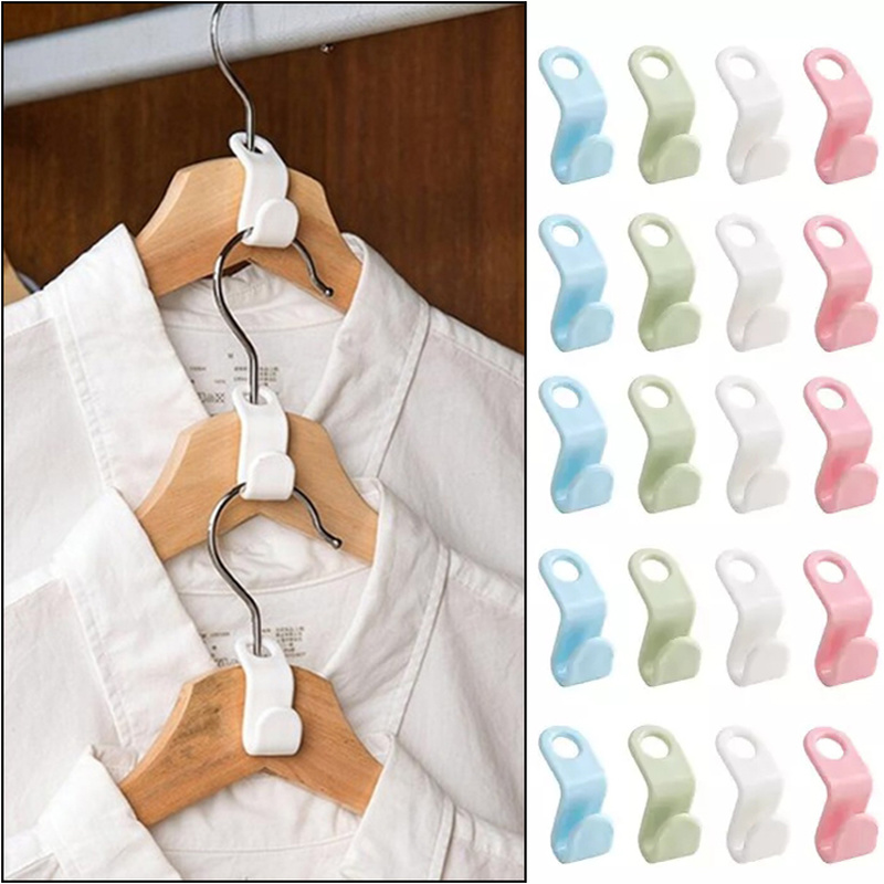 5 Buah Konektor Gantungan Baju Tempat Rak Pakaian Berongga Klip Perpanjangan Gantungan Hemat-ruang untuk Pengatur Lemari Kamar Tidur