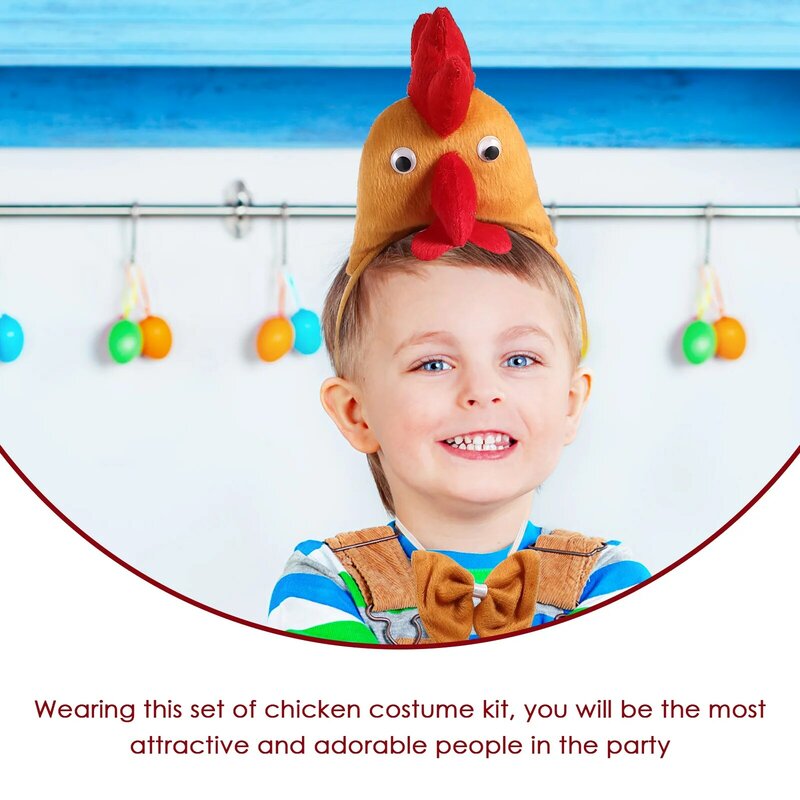 Set kostum ayam Paskah, aksesori Cosplay ayam ikat kepala ayam