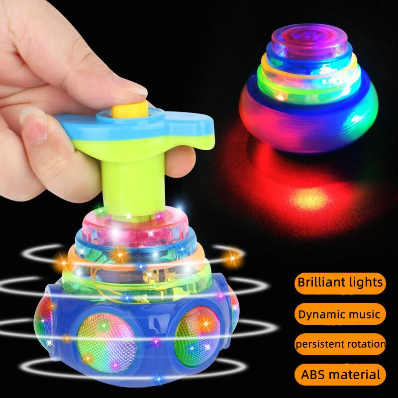 Toupie à LED clignotante pour enfants, jouet à éjection, gyroscope à rotation Shoous, coloré, flash, classique
