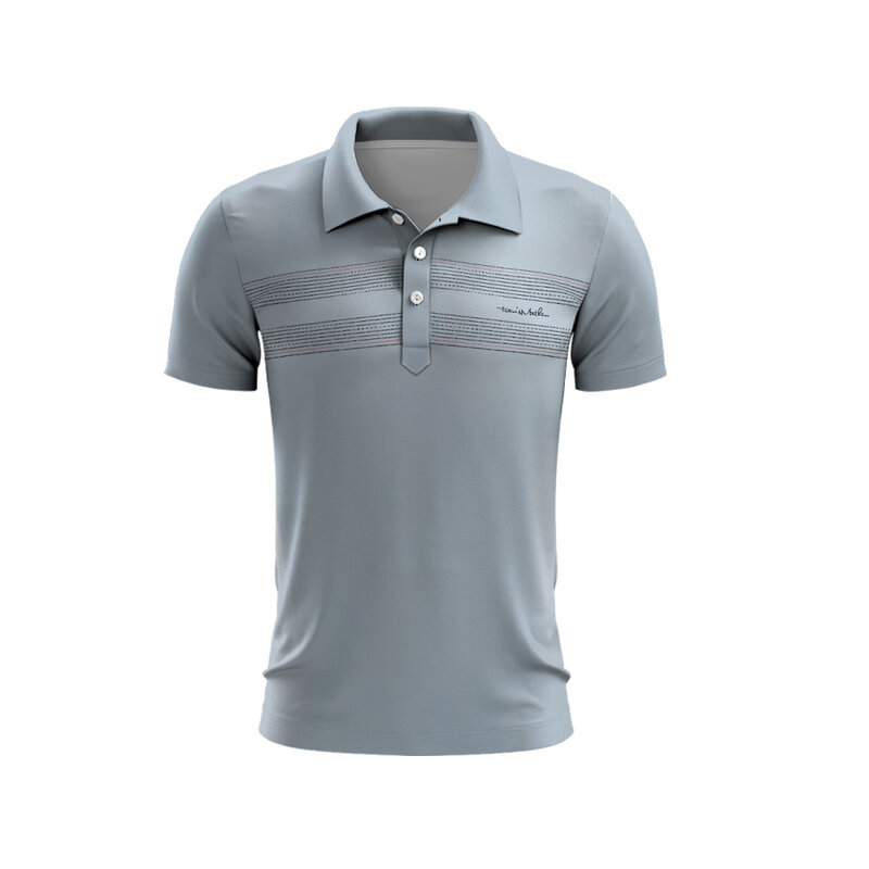 Men's Golf Polo Shirt Three Color Gradient Design Men's Summer Golf T-Shirt Top Quick Dry Top Golf Club Button T-Shirt Poloshirt