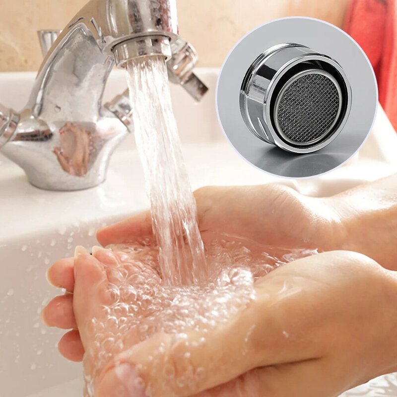 Keran penghemat air, keran Aerator penghemat air, tahan percikan, inti jala Filter benang dapat diganti, nosel campur, keran dapur kamar mandi Bubbler