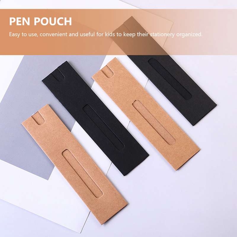 Bolsa de papel dobrável, caneta pote e saco de lápis, embalagem Kraft Sleeve, mangas de suporte único, 40 pcs