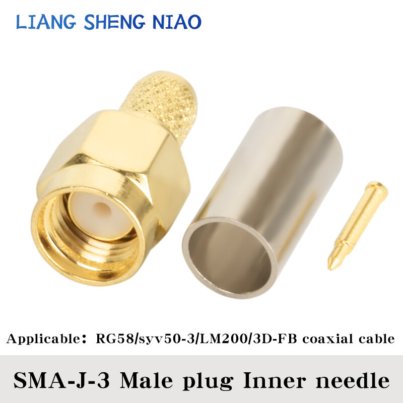 Conector SMA macho hembra/RP RF coaxial, engarce para Cable piezas RG58 LMR200, adaptador chapado en oro recto, 10 SYV50-3