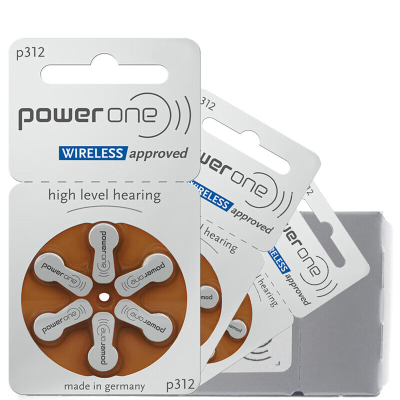بطاريات مساعدة السمع من Power One p312 مزودة ببطارية من الزنك تعمل لاسلكيًا دون استخدام الزئبق بقوة 1.45 فولت pr41