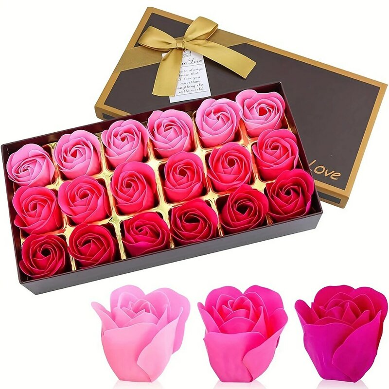 女の子のための香りの石鹸の花、人工のバラの花束、結婚式の贈り物、バレンタインデーの装飾、18個