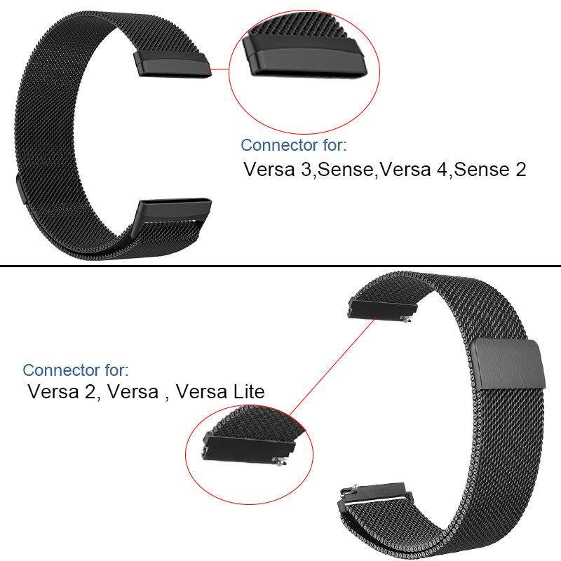 Correa de Metal para Fitbit Versa 2 3 4 Lite, banda de detección de muñeca Milanese Sense 2, pulsera de bucle magnético de repuesto, correa de reloj Fit Bit