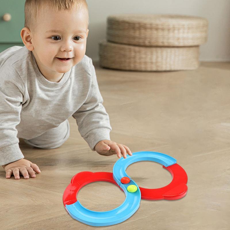 Bola mainan Jalur balap Montessori mainan bayi bola gulir menara tumpuk mainan edukasi dini Set Jalur balap perkembangan Dini