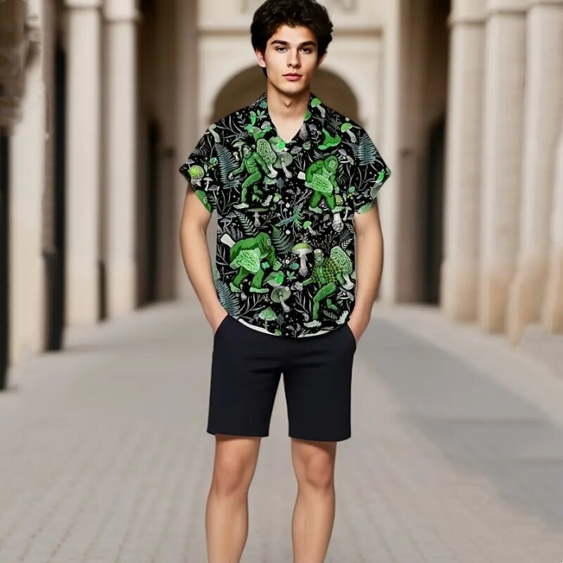Retro Men's Shirt Chimpanzee Print Hawaiian Shirts For Men Summer Beach Casual Short Sleeve Shirt Oversized High Quality Clothes