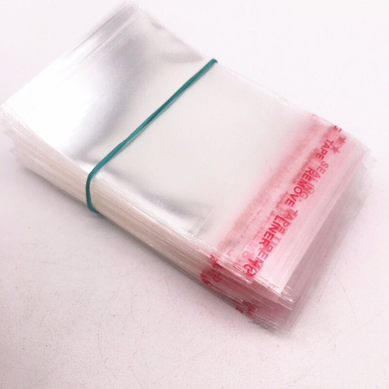 Sacos de plástico poli transparentes, auto-adesivos, 6x9cm, 100pcs, para fazer jóias
