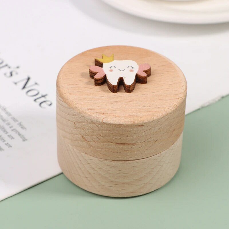 1Pc Baby Teeth Box For Children Teeth Collection Commemorative Box Fetal Hair Umbilical Cord Preservation Wooden Box