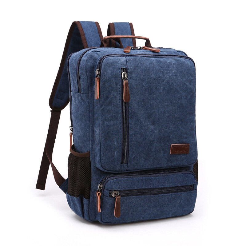 Винтажный холщовый рюкзак для мужчин, Вместительная дорожная сумка на ремне, Модная студенческая сумка для ноутбука