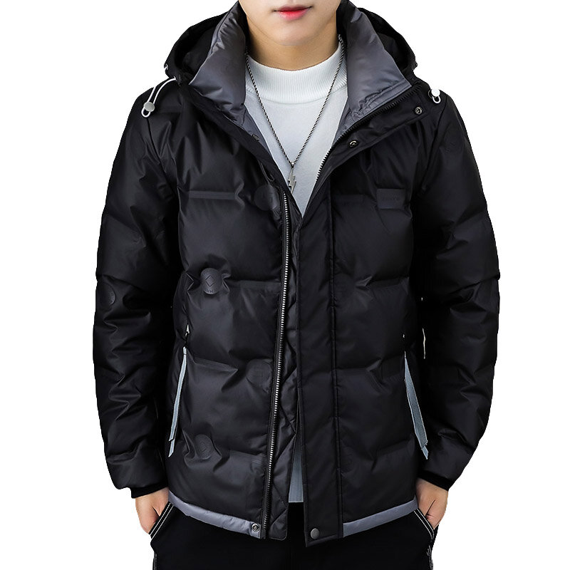 Causal 2023 Autumn Winter Men's Thick Parkas Clothing Solid Hooded White Duck Down Jackets Outwear Loose Tops Warm Puffer Coats