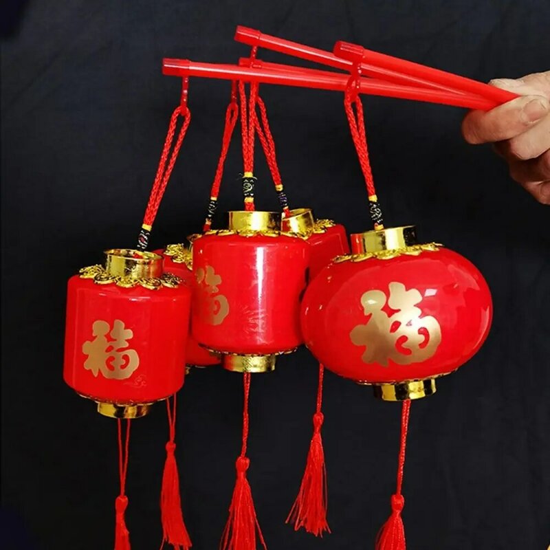 Lanterna portátil luminescente de ano novo, estilo chinês, lanterna do festival da primavera, lanterna vermelha LED Fu Zi, brinquedo infantil, antigo
