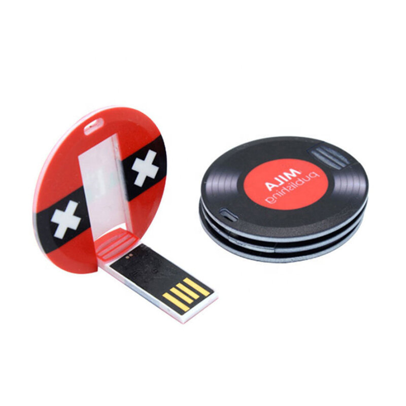 10PCS/LOT Mini Round Card USB Flash Drive 2GB 4GB 8GB 16GB 32GB Usb Card Flash Drive Customize Print Colorful Logo For Gift