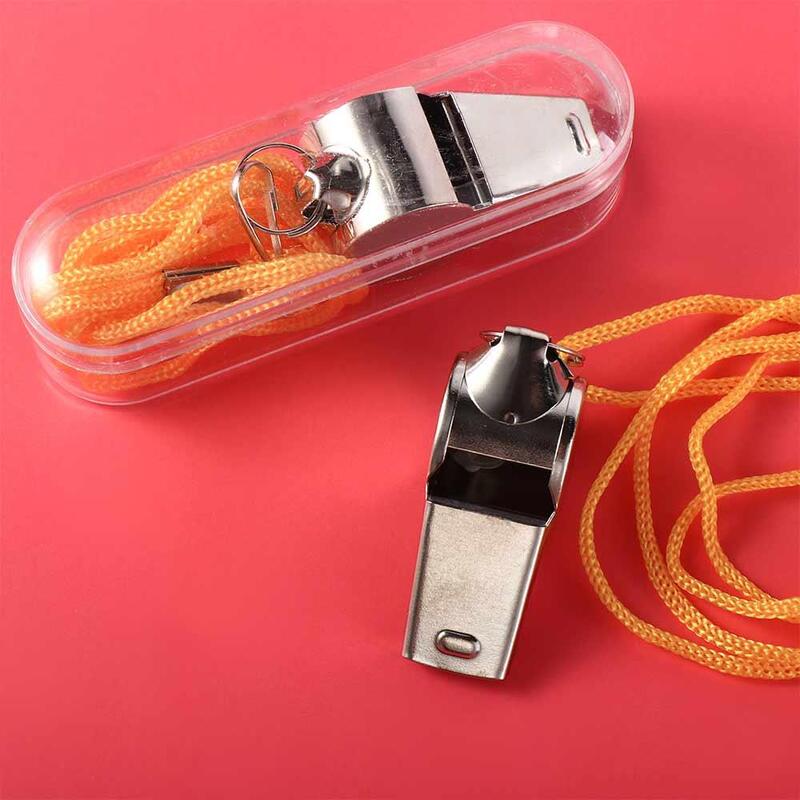 Loud Metal Whistle Football With Rope Strong Stainless Steel Whistles Portable Professional Referee Whistles Referee