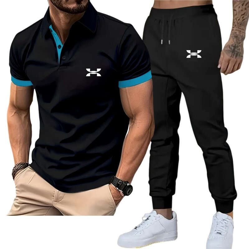 2024 NEW Men's Tracksuit Two Piece Suit POLO Fashion Spring Autumn Sweatshirts and Sweatpants Set Male Sportswear Plus Size