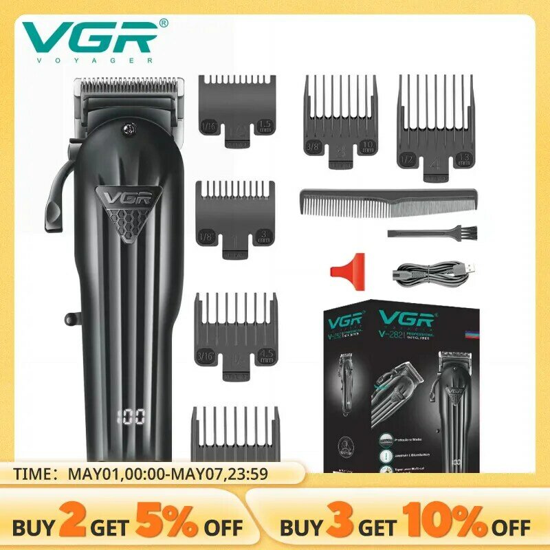 VGR cabelo Clipper profissional cabelo corte máquina cabelo aparador ajustável sem fio recarregável V 282