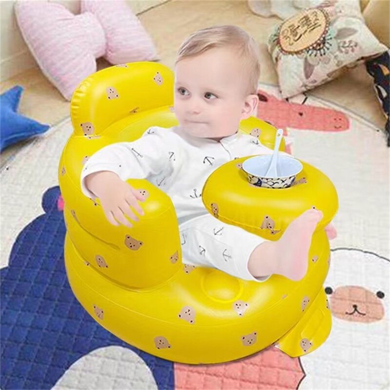 Sofá inflável para aprendizagem bebês, cadeira com suporte traseiro, portátil confortável, sofá infantil para ambientes