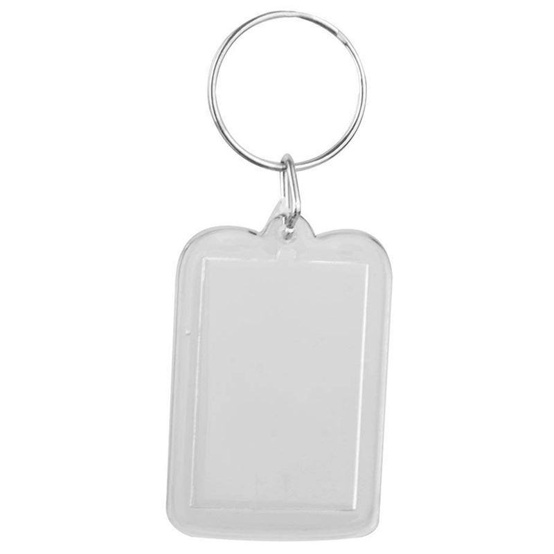 Banyak 10 buah Gantungan Kunci DIY dapat dilepas putih persegi panjang bingkai foto gantungan kunci 3,5X5cm