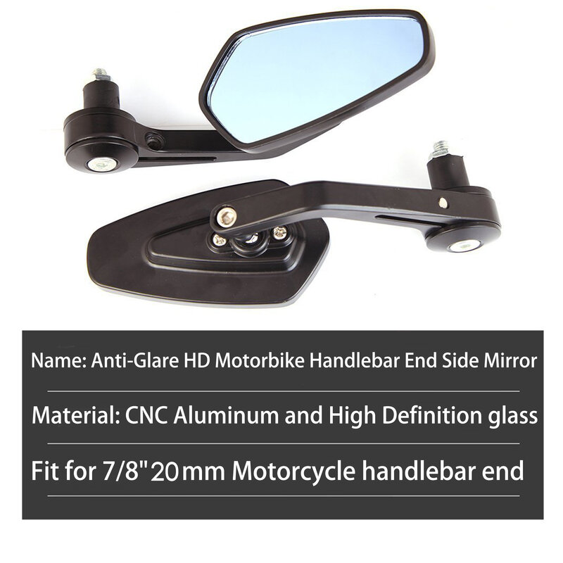 Espejos retrovisores antideslumbrantes para motocicleta, espejo lateral para manillar de motocicleta, HD, 7/8 pulgadas, 20mm, 2 unidades