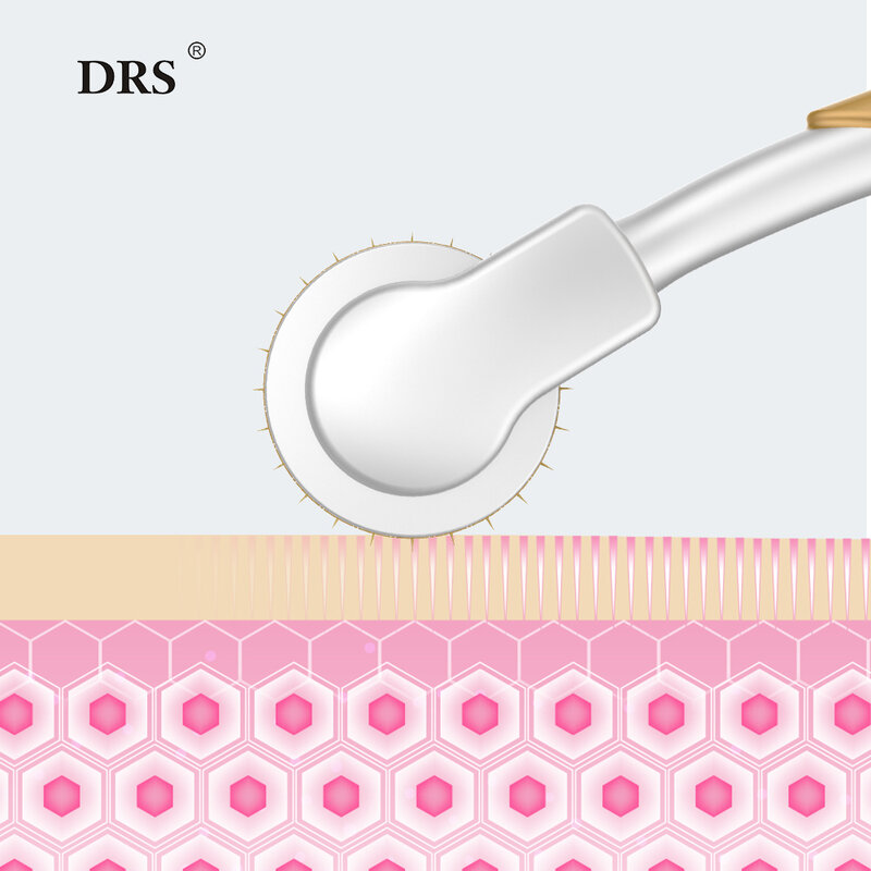 DRS-Rodillo Derma con aguja Real, rodillo de microagujas de titanio 192 para el cuidado de la piel, crecimiento del cabello, crecimiento de la barba, incluye estuche de almacenamiento