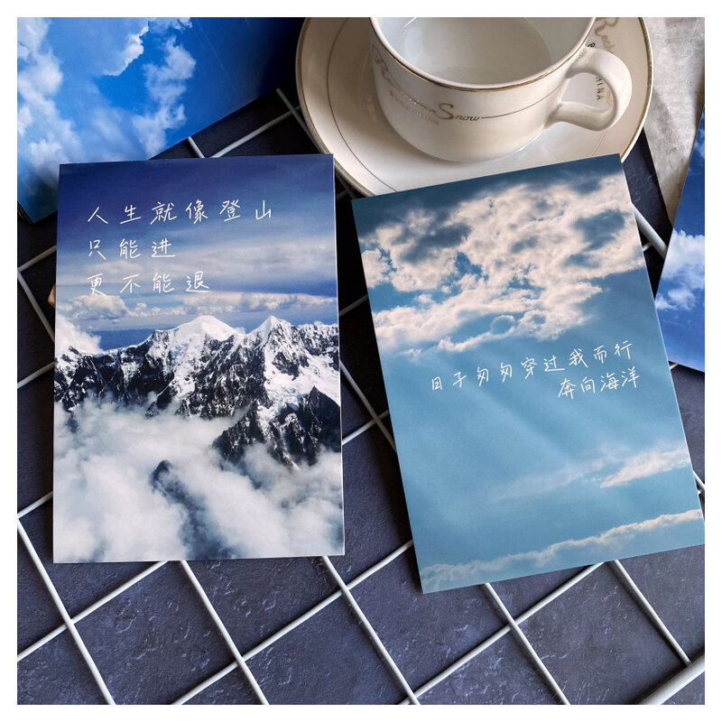 Série Romance Montanha e Mar, Céu Azul, Nuvens e Paisagens do Mar, Cumprimentos DIY, Cartões para Mensagens, Material de Escritório, 30 Folhas por Conjunto