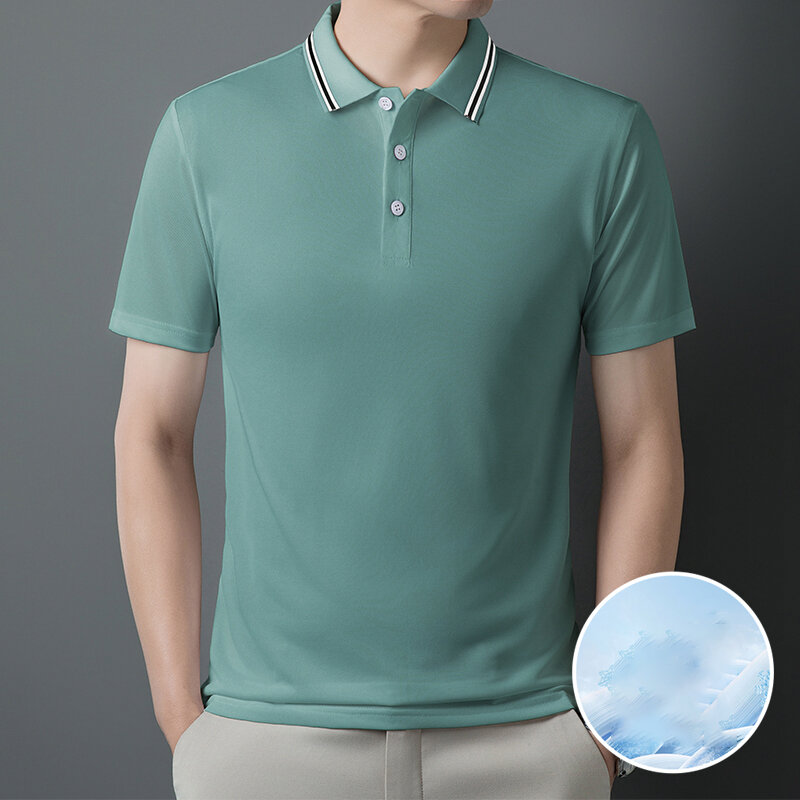 Рубашка-поло мужская с лацканами, модная деловая Повседневная универсальная свободная футболка на пуговицах, весна-лето 2024
