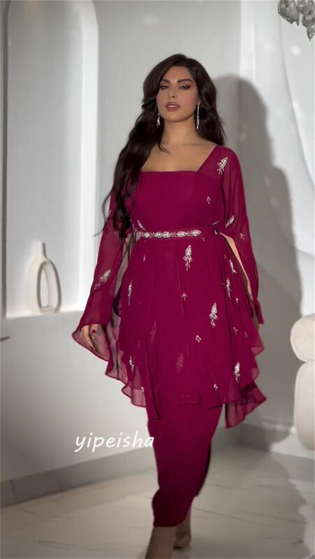 Платье для выпускного вечера Саудовская Аравия платье для выпускного вечера Саудовская Аравия атласное с бисером поясом для выпускного вечера ТРАПЕЦИЕВИДНОЕ с квадратным вырезом платье на заказ платья миди