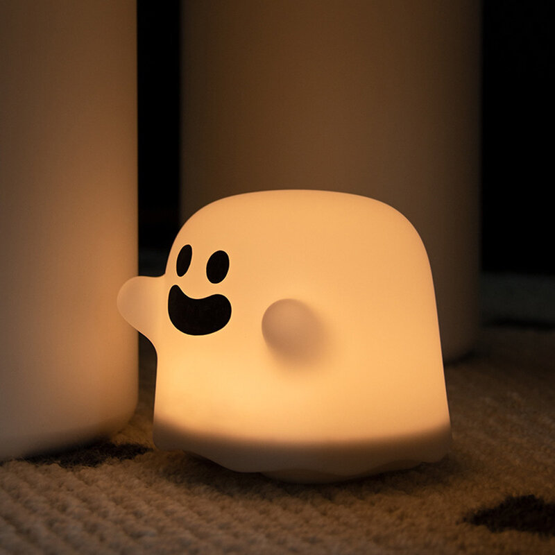 Luz de noche fantasma con carga USB, lámpara de noche para estudiantes, expresión divertida, peculiar, lámpara para padres e hijos, Linda lámpara de mesita de noche para dormitorio, regalo de cumpleaños creativo