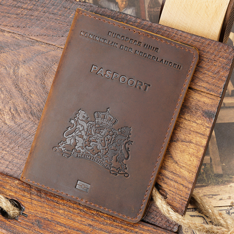 AIGUONIU Genuine Leather Passport Cover for Netherlands Dutch Credit Card Holder Holland Passport Case Travel Wallet