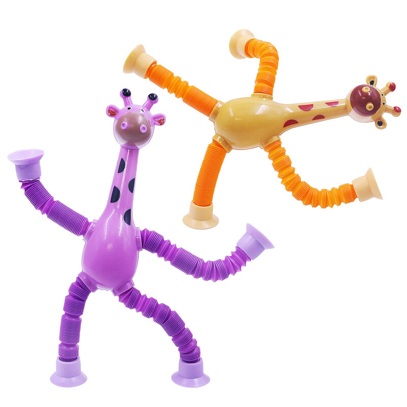 Ventosa telescópica para adultos, brinquedo de girafa, Funny Fidget Ventosa Brinquedos, Decompress Pop Tubes, Brinquedos Sensoriais, 4Pcs