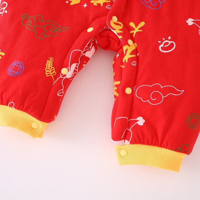 8 Styles Chinese New Year's Clothing Dragon Baby Thick Winter Newborn Kids Boy Girls Crawling Cotton Clothes Bodysuits Jumpsuit