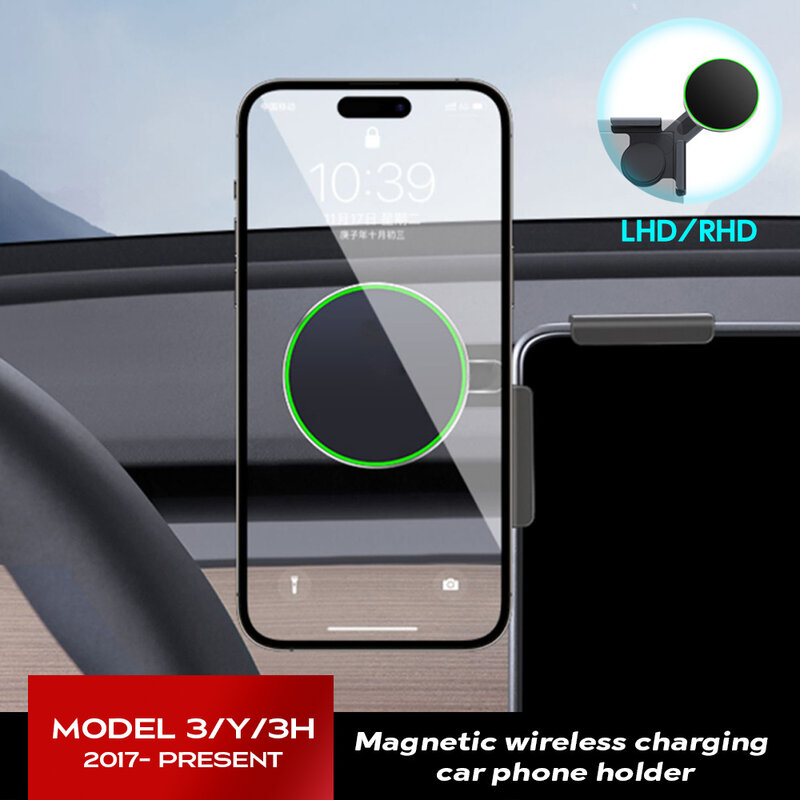 for Tesla Model 3/Y/HIGHLAND 2024 Cybertruck Phone Holder Screen Mount Magnetic Wireless Charger 15W Fast Charging  BYD Atto 3