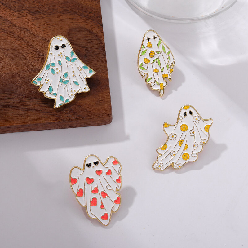 Custom Halloween Spooky Ghost Brooches Lapel Badges Cartoon Funny Jewelry Gift for Kids Friends Boo-tiful Enamel Pins