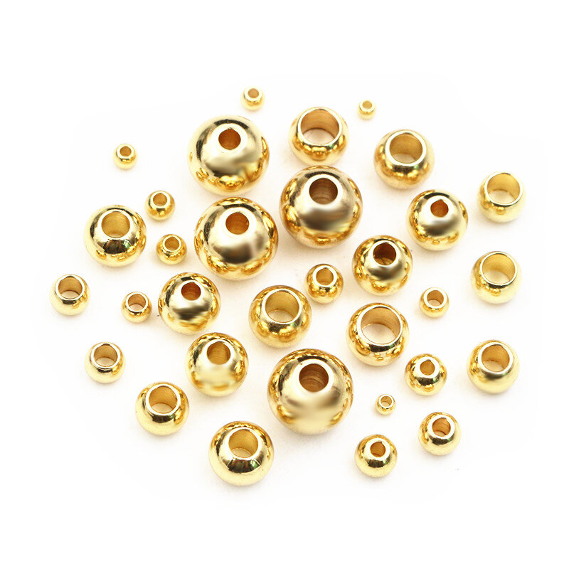 30-100pcs 2-8mm Stainless Steel Gold Color Spacer Beads Charm Loose Bead DIY Bracelets Necklace Beads for Jewelry Making Charms