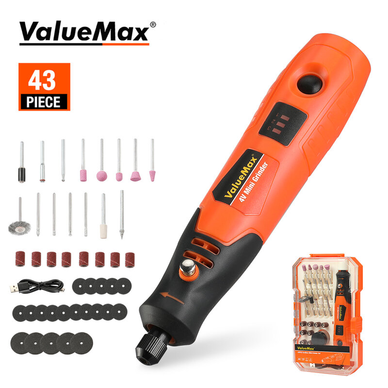 ValueMax-Broca Elétrica Grinder Gravador Pen, Mini Broca, Ferramentas Rotativas, Acessórios, Kits para DIY Moagem, Polimento