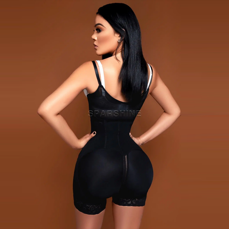 Controle do abdômen Butt Lifter Shapewear alta compressão para mulheres, barriga plana Shaper do corpo, peito aberto Hook-Eyes Bodysuit