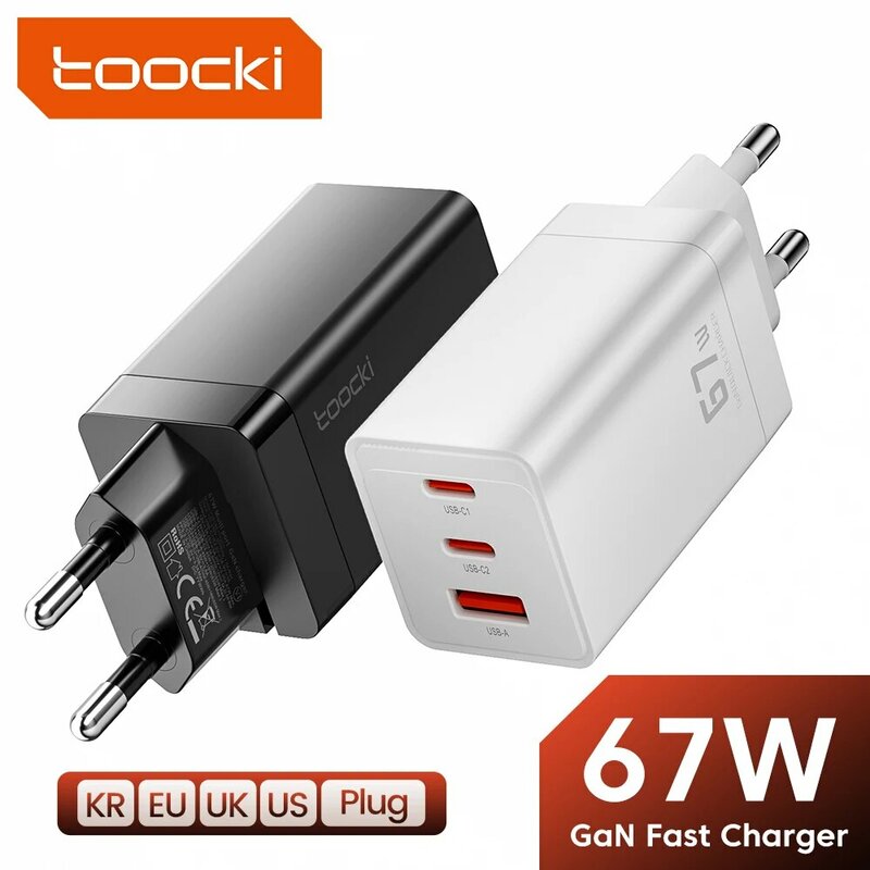 Зарядное устройство Toocki сетевое с USB Type-C и поддержкой быстрой зарядки, 65 Вт, 45 Вт