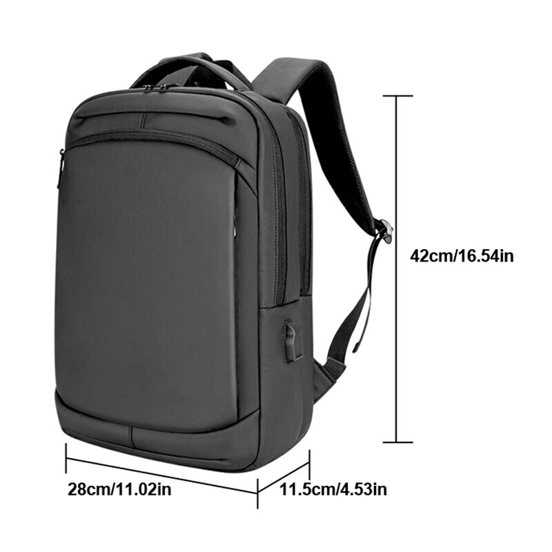 Wysokiej jakości czarny szary plecak w szkole średniej z PU do użytku 16,5 cala podróżnego biznesowego plecaka na laptopa USB