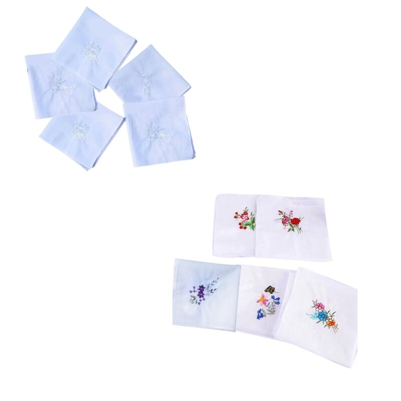 Pocket Bandanas for Adult Portable Square Handkerchief Multiuse Embroidery Sweat Wipe Towel Women Accessories
