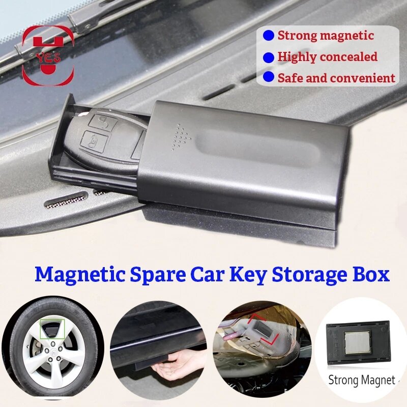 Kunci Mobil Magnetik Portabel Tersembunyi Kotak Aman Kunci Cadangan Pemegang Kunci Magnet Simpanan Luar Ruangan untuk Rumah Kantor Mobil Truk Kotak Rahasia