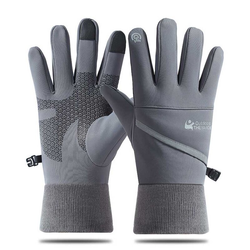 Мужские зимние водонепроницаемые велосипедные перчатки, перчатки для занятий спортом на открытом воздухе, для бега, мотоцикла, лыжного спорта, для сенсорного экрана, флисовые Нескользящие теплые перчатки с пальцами