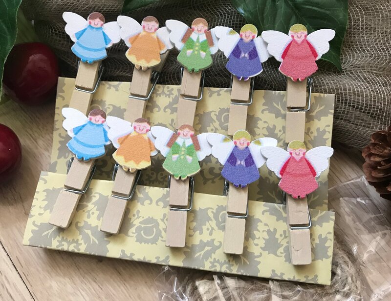 Angel Wooden Pegs for Photo Paper, Pin Clothespin Craft, Special Gift for Christmas Party, Drop and Pendant Ornament, 120 PCs