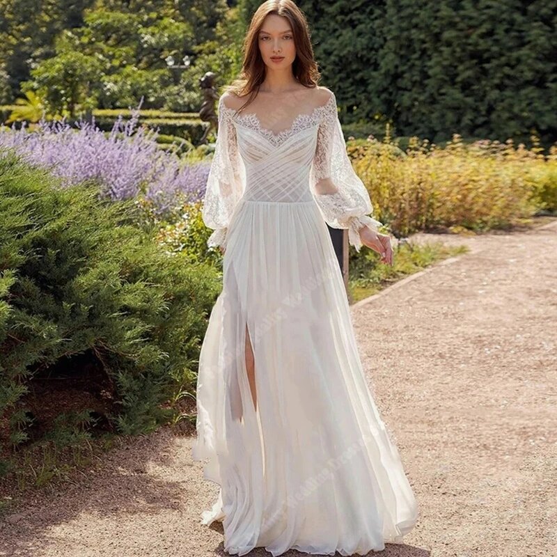 Sexy Shine Tulle a-line abiti da sposa per le donne 2024 decalcomanie in pizzo abiti da sposa per feste Mopping Length Princess Vestido De Novias