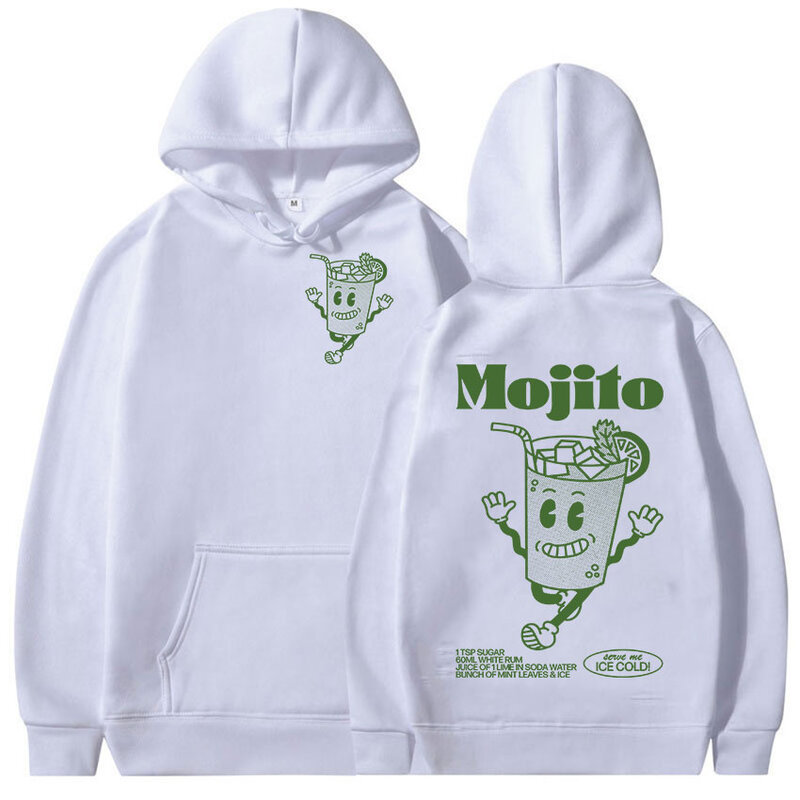 Grappige Cartoon Mojito Cocktail Print Hoodie Heren Casual Lente Herfst Mode Sweatshirt Fleece Pullover Oversized Hoodies