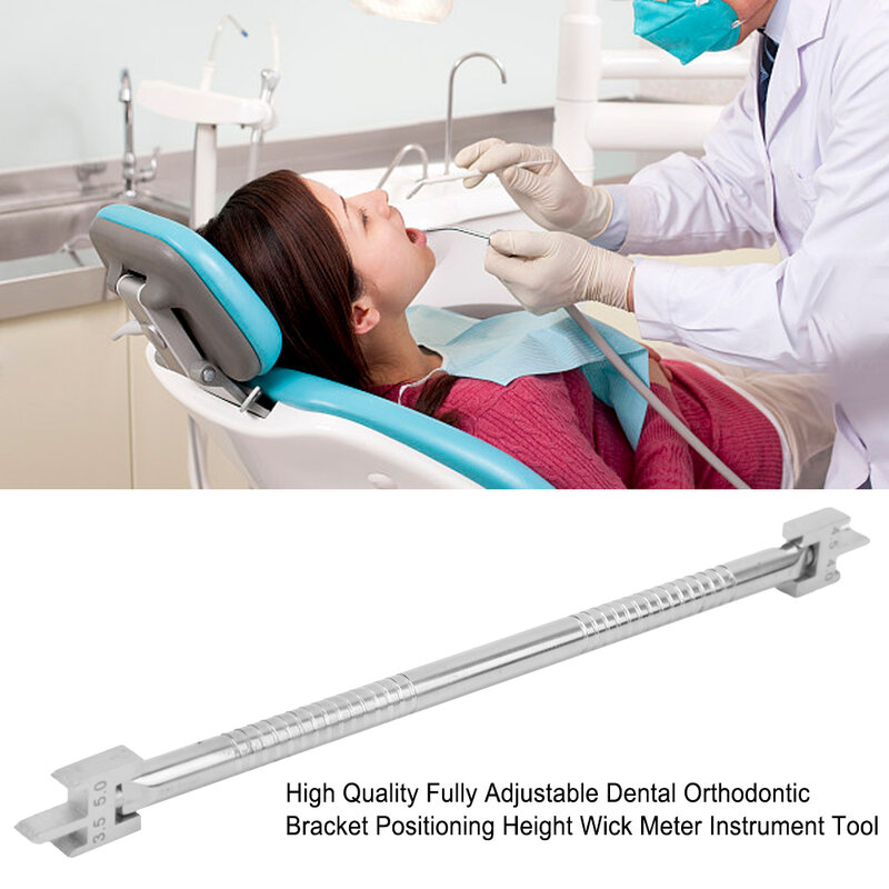 Verstelbare Rvs Dental Staaf Gereedschappen Orthodontische Materialen Beugel Dubbele Vork Hoofd Positionering Hoogte Gauge Instrument