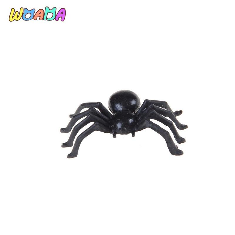50pcs  2cm Small Black Plastic Fake Spider Toys Halloween Decorative Spiders Novelty Funny Joke Prank Realistic Props