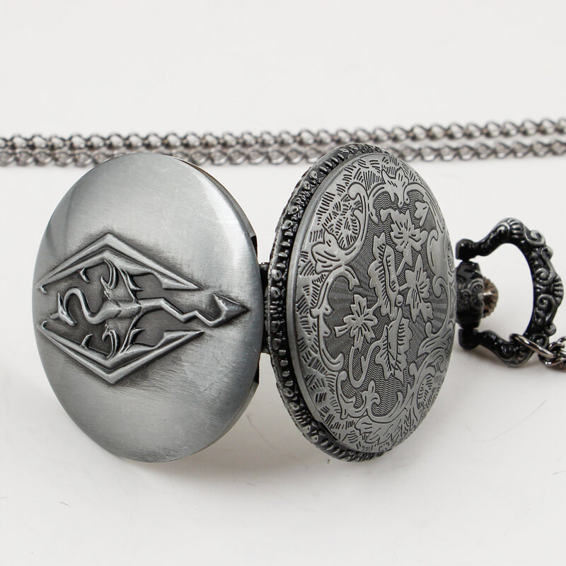 Reloj de bolsillo de cuarzo tallado con serpiente, cetro gris/bronce, cadena creativa con personalidad, reógio de bolso