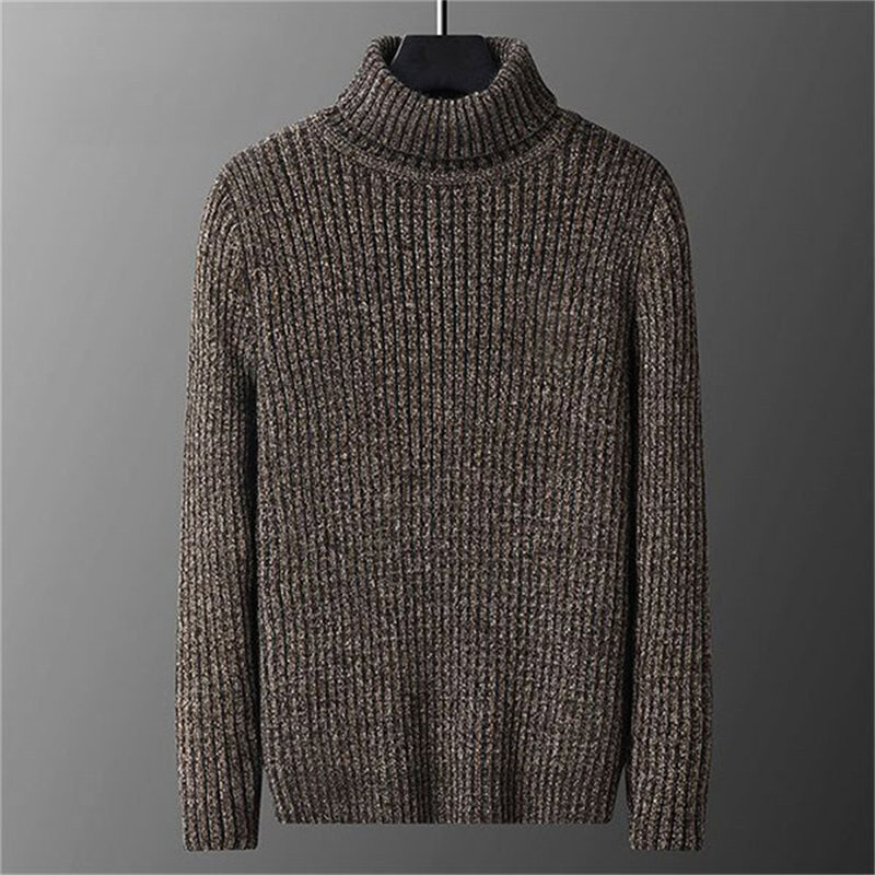 Suéter grueso y cálido para hombre, jersey de cuello alto de punto, sólido, ajustado, suave, Tops, invierno, 2024