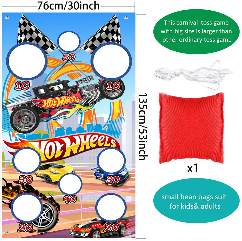 Hot wheels Fire Car Toss Game con sacchetti di fagioli in Nylon per bambini Adult CarTheme Birthday Party Decor forniture per Baby Shower